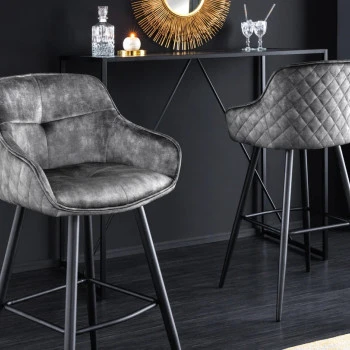 Barová stolička Euphoria 43690 Zamat - Tmavošedá