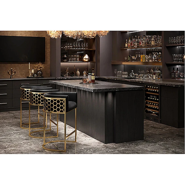 Barová stolička Elegance 47502 Zamat - Čierna