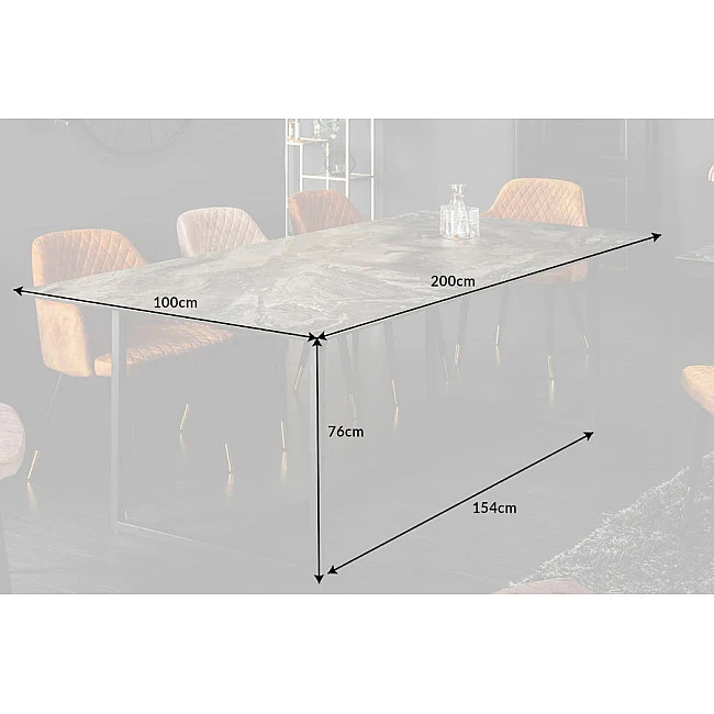 Jedálenský stôl 40668 200 x 100cm Marble Look Taupe Ceramik