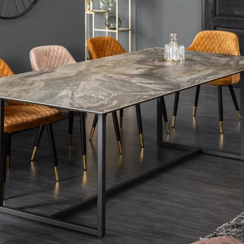 Jedálenský stôl 40668 200 x 100cm Marble Look Taupe Ceramik 