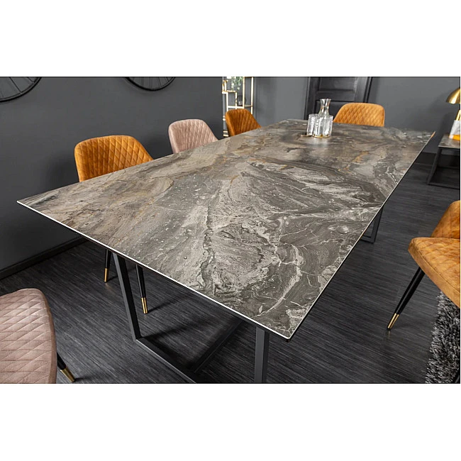 Jedálenský stôl 40668 200 x 100cm Marble Look Taupe Ceramik