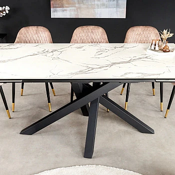 Rozkladací jedálenský stôl Marvelous 43842 180/220/260x90cm Ceramik white marble