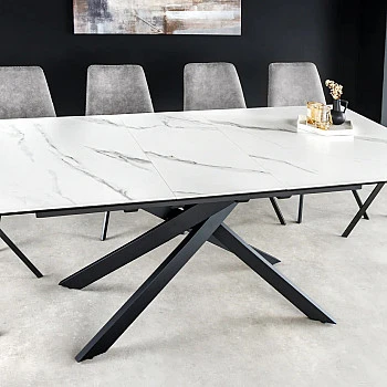 Rozkladací jedálenský stôl Alpine 43844 160/200x90cm Ceramik White marble