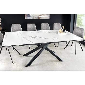 Rozkladací jedálenský stôl Alpine 43844 160/200x90cm Ceramik White marble