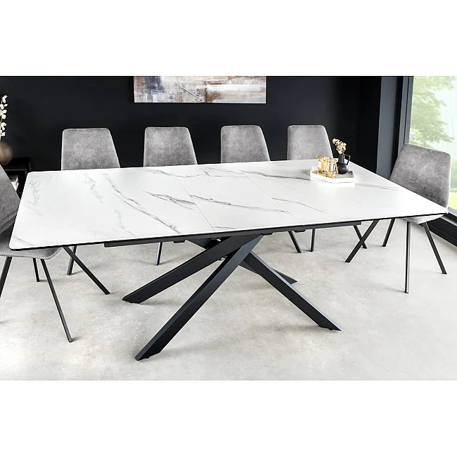 Rozkladací jedálenský stôl Alpine 43844 160/200x90cm Ceramik White marble