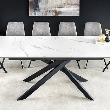 Rozkladací jedálenský stôl Alpine 43844 160/200x90cm Ceramik White marble