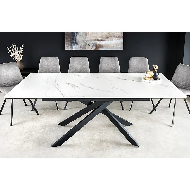 Rozkladací jedálenský stôl Alpine 43844 160/200x90cm Ceramik White marble