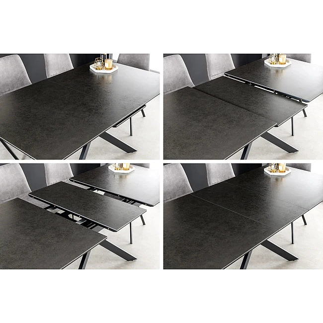 Rozkladací jedálenský stôl Alpine 43845 160/200x90cm Ceramik antracite