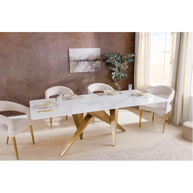 Jedálenský stôl Art Living 46202 200x100cm Biely Mramor Ceramic