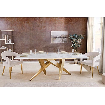 Jedálenský stôl Art Living 46202 200x100cm Biely Mramor Ceramic