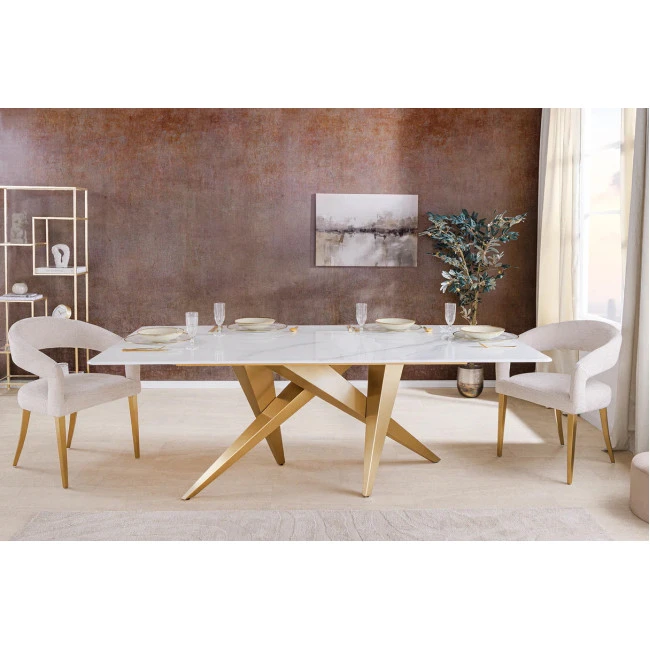 Jedálenský stôl Art Living 46202 200x100cm Biely Mramor Ceramic