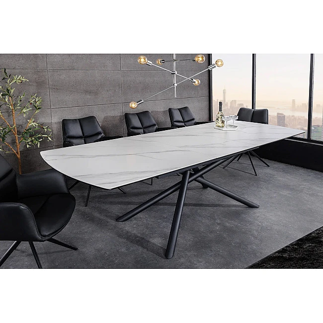 Rozkladací jedálenský stôl Mikado 46495 180/230x90cm Ceramik white marble