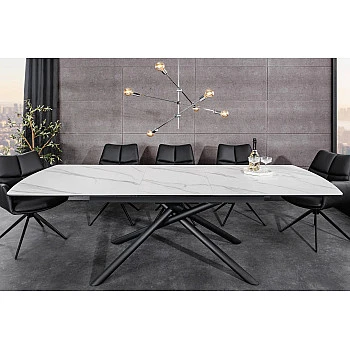 Rozkladací jedálenský stôl Mikado 46495 180/230x90cm Ceramik white marble