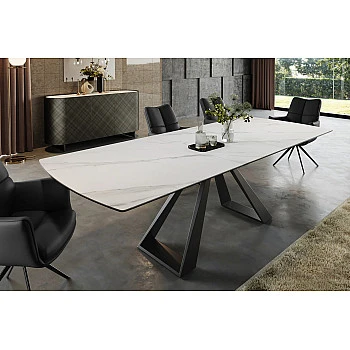 Rozkladací jedálenský stôl 46498 Concord 180/230 x 90cm White marble Look Ceramik 