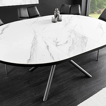 Rozkladací jedálenský stôl Mikado 46503 120/160x90cm Ceramik white marble