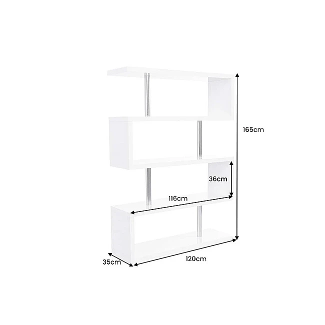 Knižnica/Regál Snake 46400 120cm Biely vysoký lesk