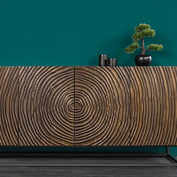 Komoda 44580 Zen Circle 180cm Drevo Mango Hnedá-Čierna