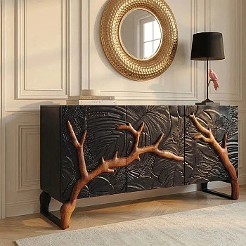 Komoda 46199 Forest 160cm Drevo Mango Čierne