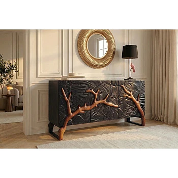Komoda 46199 Forest 160cm Drevo Mango Čierne