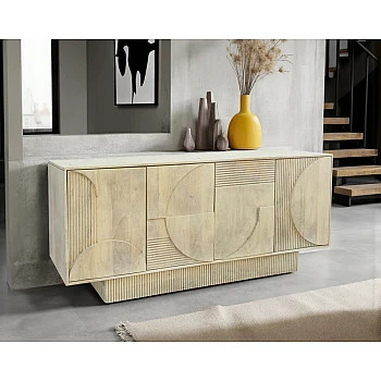 Komoda 46800 170cm Art Deco Drevo Mango Biela