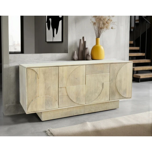 Komoda 46800 170cm Art Deco Drevo Mango Biela
