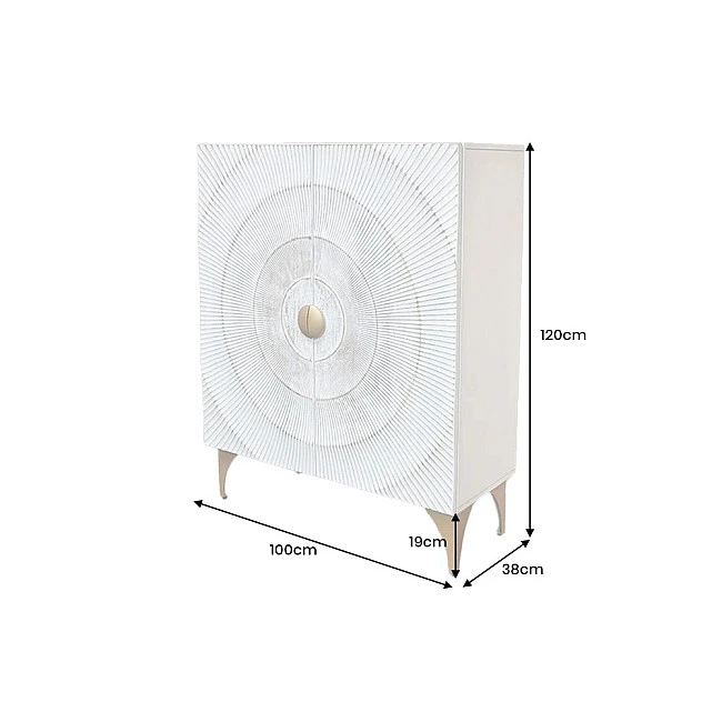 Komoda 48108 Bailey 100cm Drevo Mango Bielené