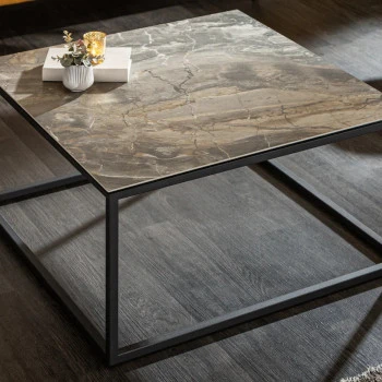Konferenčný stôl 40670 75x75cm Marble Look Ceramik Taupe