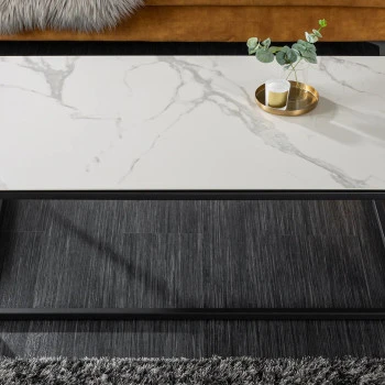 Konferenčný stôl 41089 100x60cm Marble Look White Ceramik