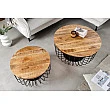 Konferenčný stôl Storage 2-Set 42896 Ø70 a Ø57cm Drevo Mango