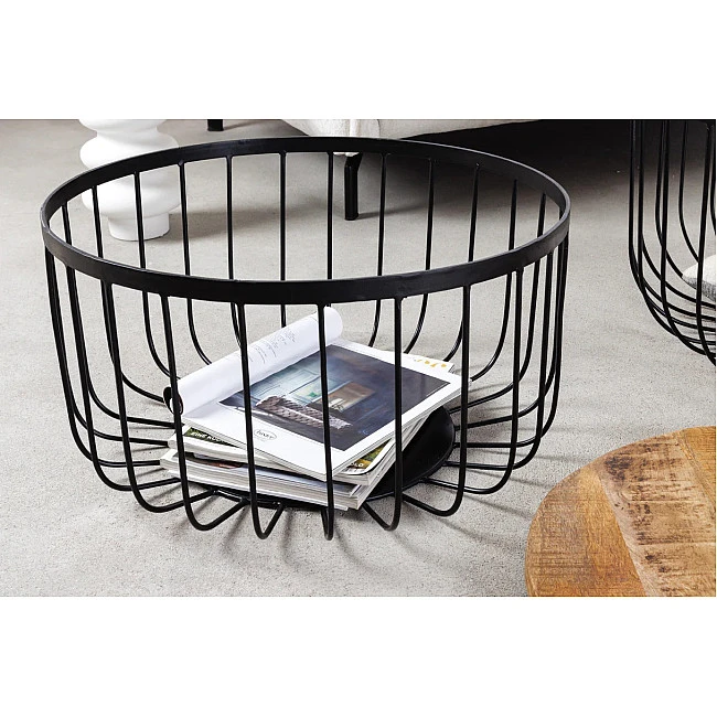 Konferenčný stôl Storage 2-Set 42896 Ø70 a Ø57cm Drevo Mango