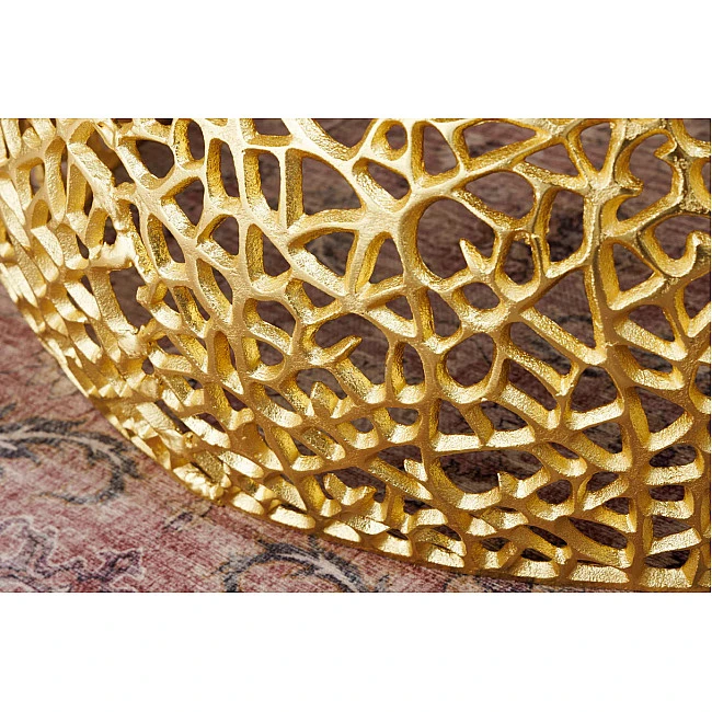 Konferenčný stôl Leaf 43228 Ø75cm Aluminium Gold + Drevo Acacia