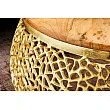 Konferenčný stôl Leaf 43228 Ø75cm Aluminium Gold + Drevo Acacia