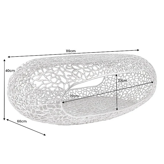 Konferenčný stôl Organic 44148 120x66cm Aluminium Silver