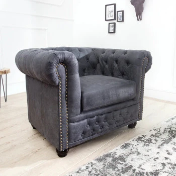 Kreslo 37389 Chesterfield Antik šedá