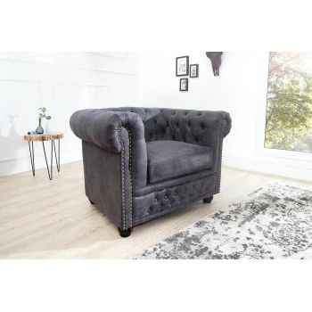 Kreslo 37389 Chesterfield Antik šedá