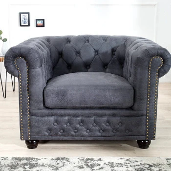 Kreslo 37389 Chesterfield Antik šedá