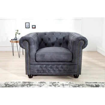 Kreslo 37389 Chesterfield Antik šedá