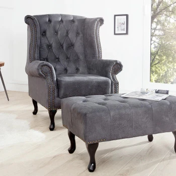 Kreslo 37473 Chesterfield Antik šedá