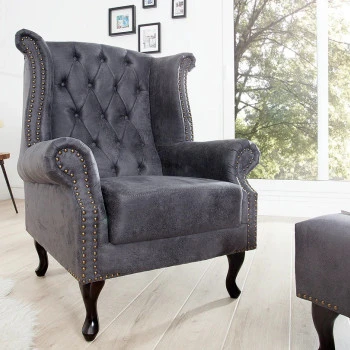 Kreslo 37473 Chesterfield Antik šedá