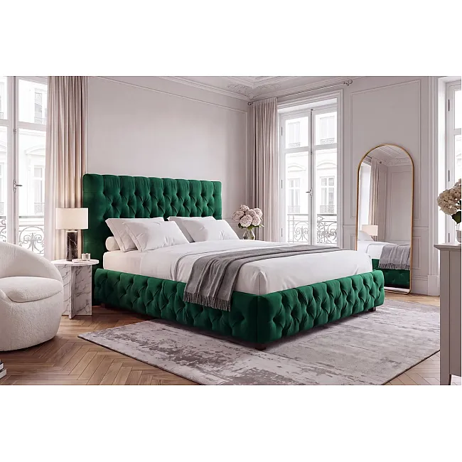 Posteľ 41336 Paris 180x200cm Zamat Tmavo Zelená