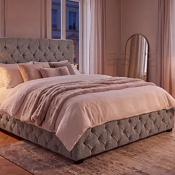 Posteľ 44575 Paris 180x200cm Látka Bouclé Sivá