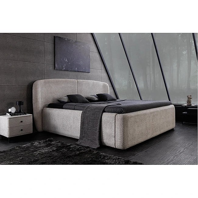 Posteľ 45332 Art Deco 180x200cm Bouclé Sivá + úložný prestor
