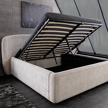Posteľ 45332 Art Deco 180x200cm Bouclé Sivá + úložný prestor