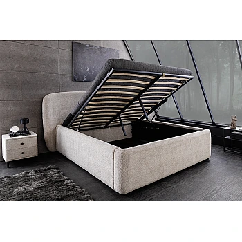 Posteľ 45332 Art Deco 180x200cm Bouclé Sivá + úložný prestor