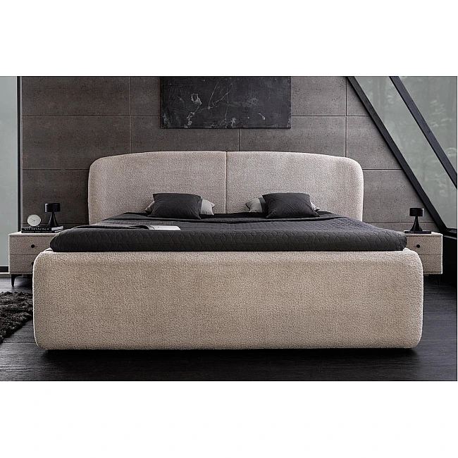 Posteľ 45332 Art Deco 180x200cm Bouclé Sivá + úložný prestor