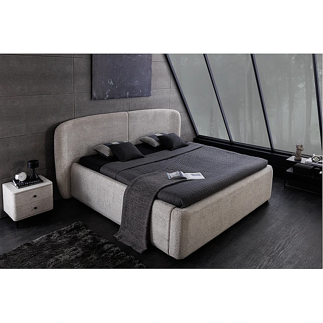 Posteľ 45332 Art Deco 180x200cm Bouclé Sivá + úložný prestor