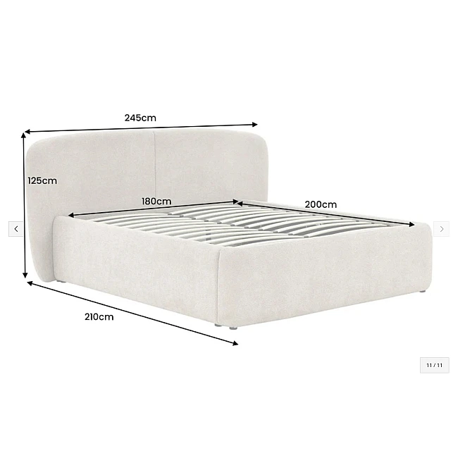 Posteľ 45332 Art Deco 180x200cm Bouclé Sivá + úložný prestor