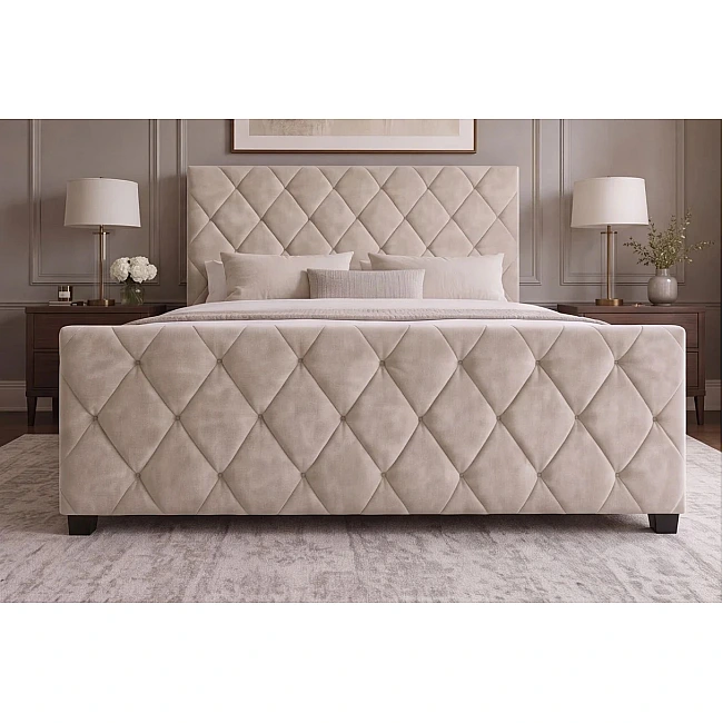 Posteľ 45920 Elysium 180x200cm Zamat Champagne + úložný prestor