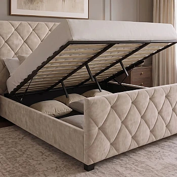 Posteľ 45920 Elysium 180x200cm Zamat Champagne + úložný prestor