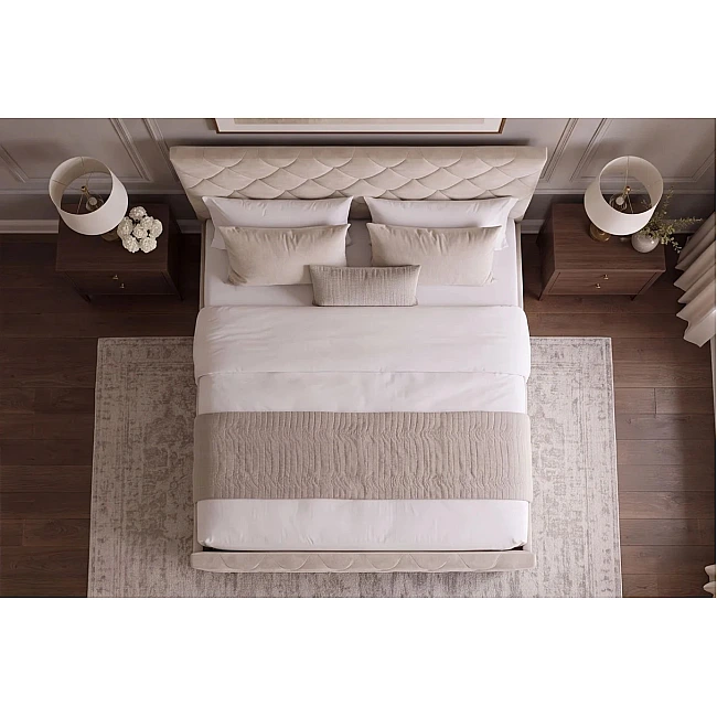 Posteľ 45920 Elysium 180x200cm Zamat Champagne + úložný prestor